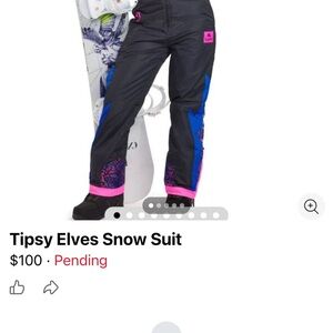 Tipsy Elves Black Snow Suit with Blue and Pink Highlights